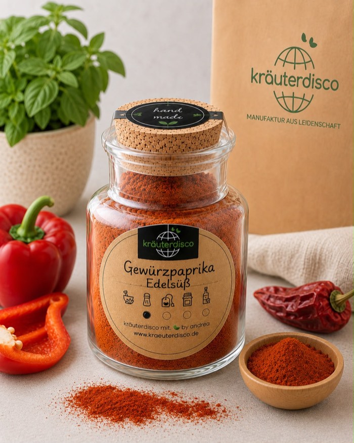 Glas mit Gewürzpaprika edelsüß