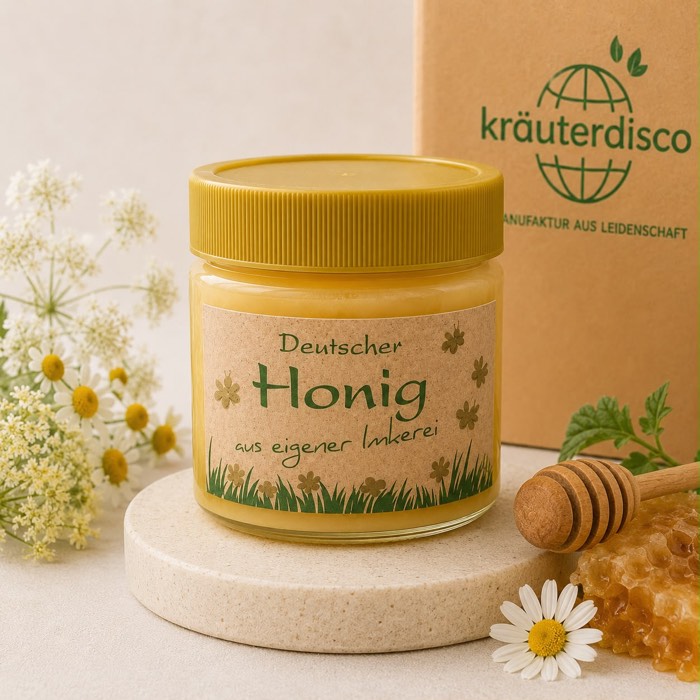 Glas Honig aus eigener Imkerei