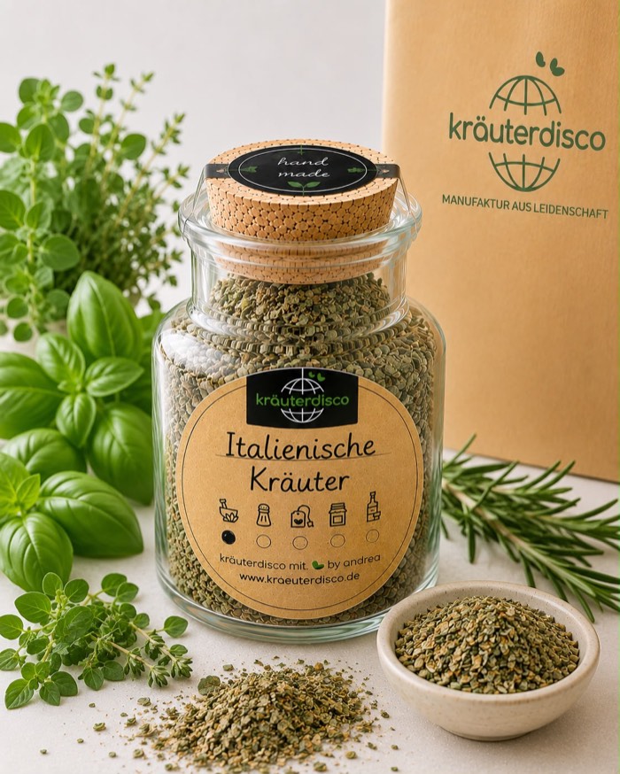 Glas mit italienischer Kräutermischung