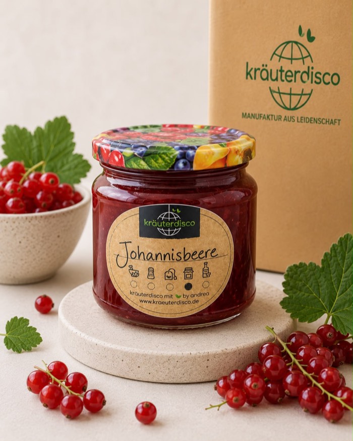 Glas mit hausgemachter Johannisbeermarmelade