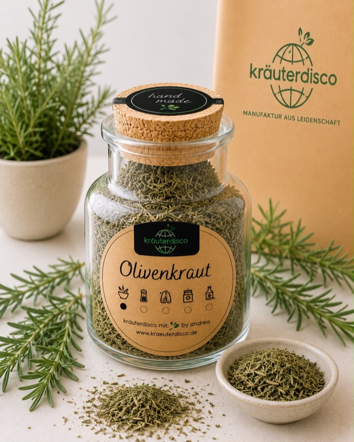 Glas mit Olivenkraut